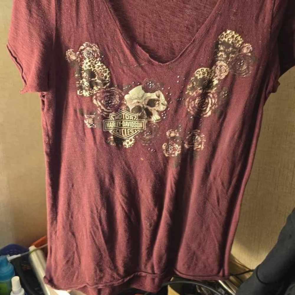 Harley-Davidson Women's Burgundy Graphic Top